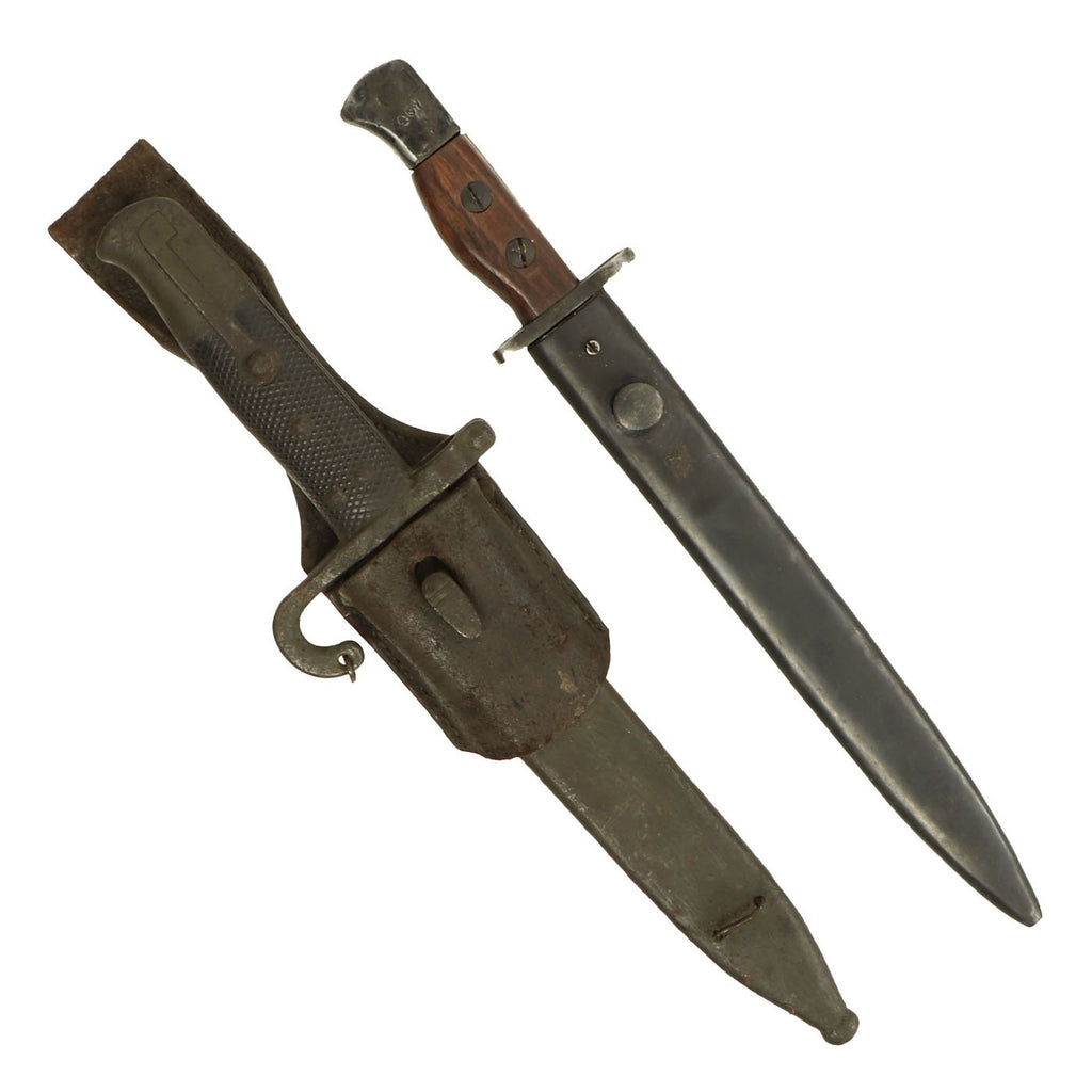 Original Set of Two Bayonets with Scabbards - Indian Long FAL & Austrian M1867 Werndl Shortened to WWI Knife Original Items