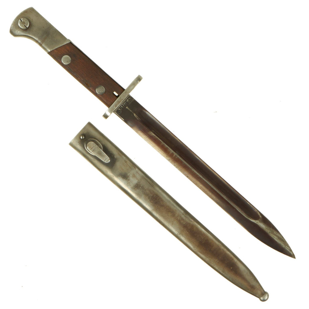 Original Pre-WWII Polish M1930 Mauser Bayonet with Muzzle Ring by PERKUN with Steel Scabbard Original Items