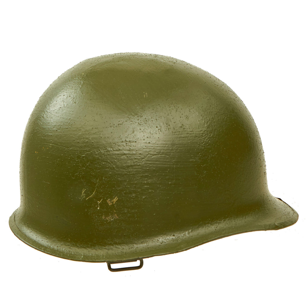 Original Cold War Danish M48 Clone U.S. M1 Helmet Shell - Repainted OD Green Original Items