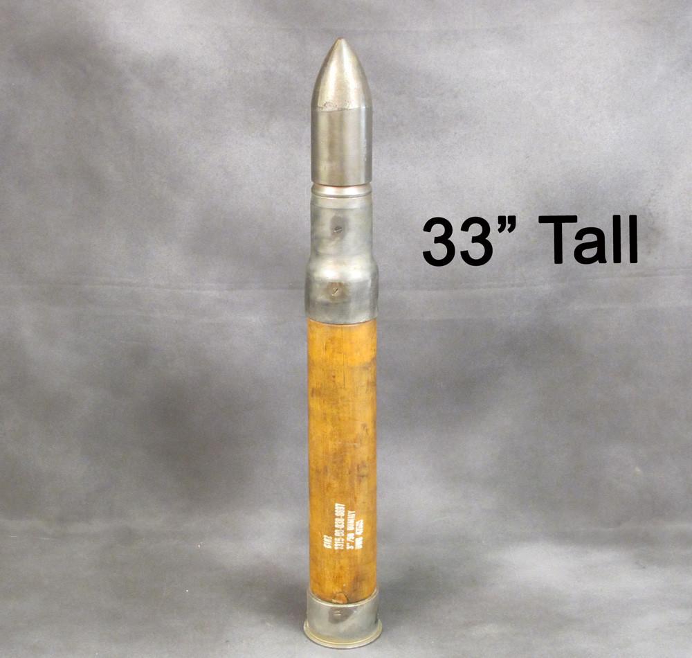 U.S. Navy WW2 Full Size 3? Artillery Drill Round with Steel Base: MK.50 Cal Original Items