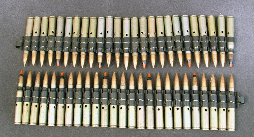 US WW2 Steel Dummy Ball Cartridges In Links: 50 Rounds (Ball/APT) Original Items