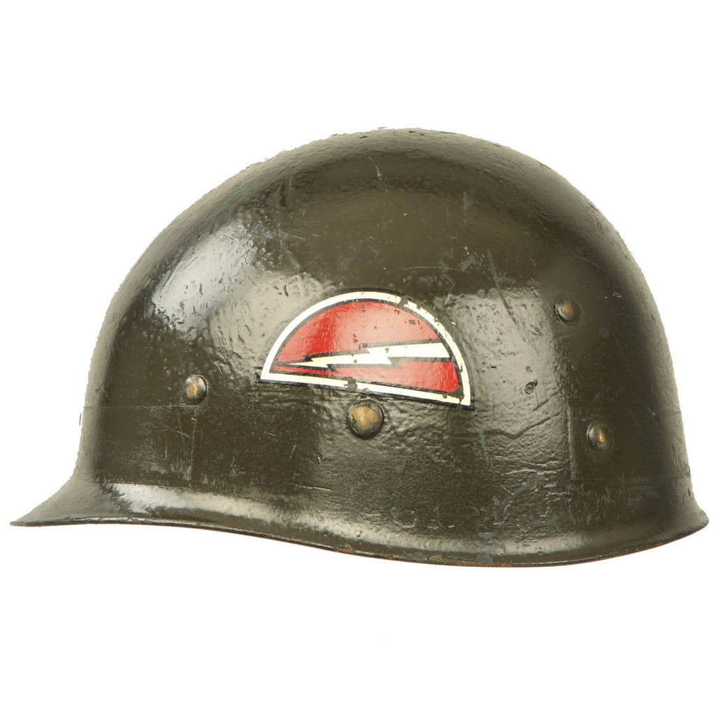 Original U.S. Korean War Era M1 Helmet Liner by Westinghouse with 78th Infantry Division Insignia Original Items