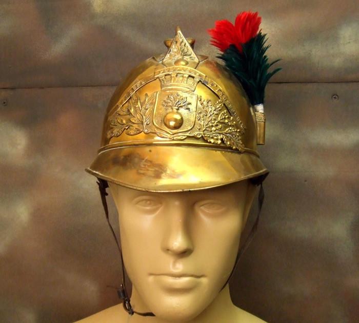 French Late 19th Century Brass Fire Helmet: One Only Original Items