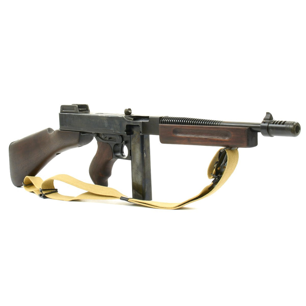 Original U.S. WWII Thompson M1928A1 Display SMG Serial No. A.O.50512 with Sling - Original WWII Parts Original Items