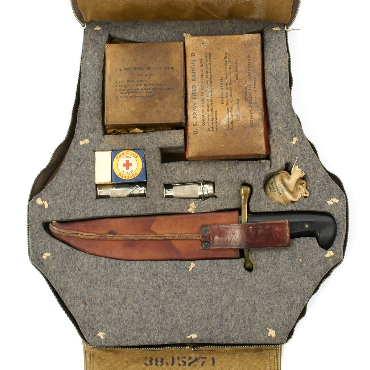 jungle survival gear Original U.S. WWII USAAF Jungle Bailout Emergency Survival Parachute Kit – International Military Antiques