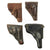 Original German WWII Set of 4 Officers Leather Holsters - P08 Luger and three Medium 7.65mm Original Items