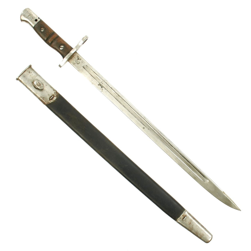 Original U.S. WWI M1917 Enfield Bayonet by Remington with British Scabbard Reissued for WWII UK Home Guard Original Items