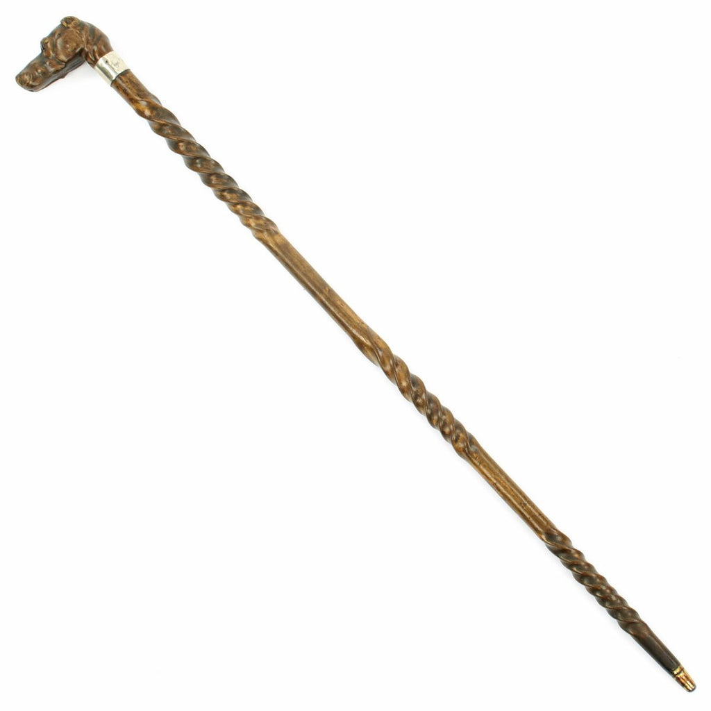 Original British WWI Dog's Head Officer's Cane Named to Capt. W.J. Bell, R.E. - Dated 1917 Original Items