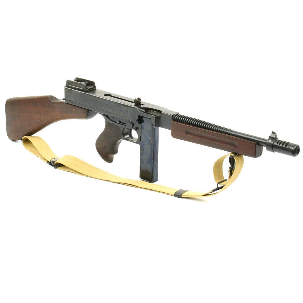 Original U.S. WWII Thompson M1928A1 Display Submachine Gun Serial No. AO 41175 with Sling - Original WWII Parts Original Items