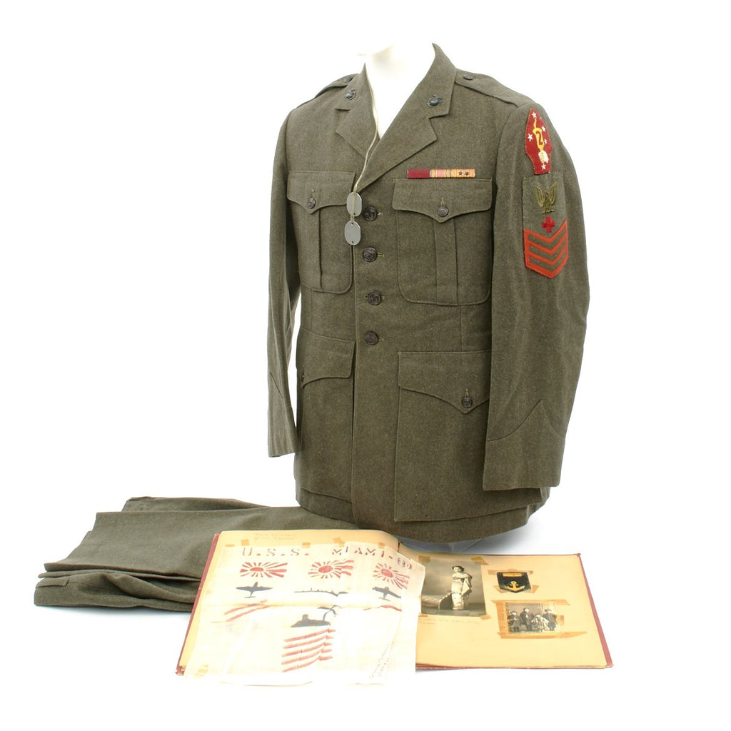 Original U.S. WWII USMC 2nd Marine Division Corpsman Medic Grouping with Scrapbook and Research Binder Original Items