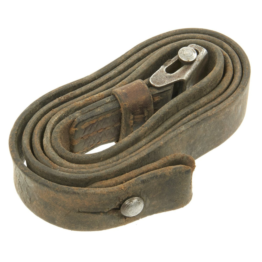 Original German WWII Maschinenpistole 40 / MP40 Leather Sling with Waffenamt Marking - dvr 1942 Original Items