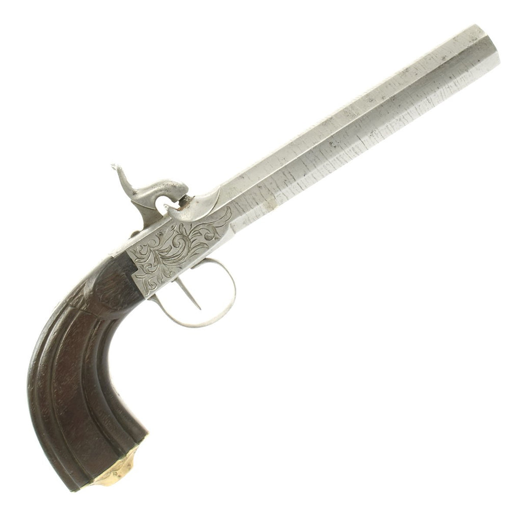 Original 19th Century Arabic Marked Percussion Pistol with Damascus Barrel and Faux British Proof Original Items