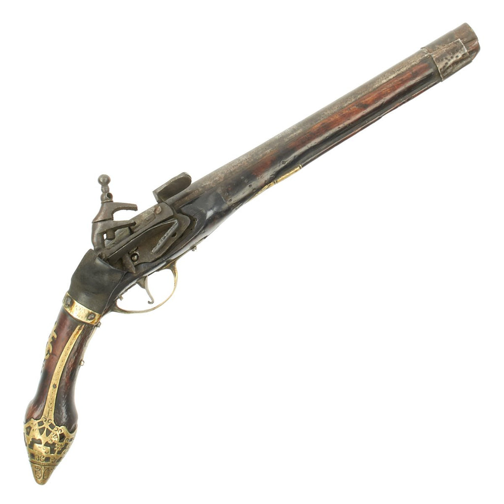 Original 18th Century Balkan Miquelet Lock Rat Tail Pistol with Leather Lock Protector - circa 1750 Original Items