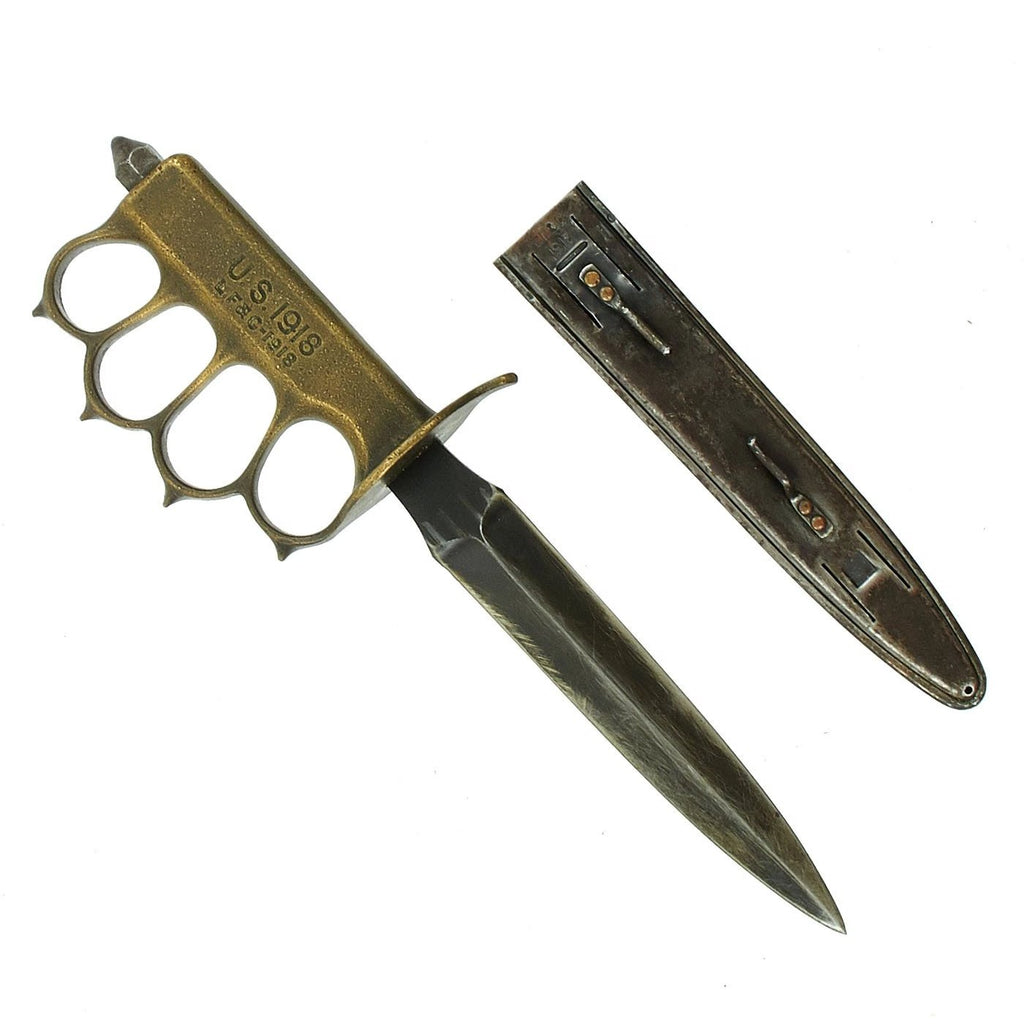 Original U.S. WWI Model 1918 Mark I Trench Knife by L. F. & C. with Steel Scabbard - dated 1918 Original Items