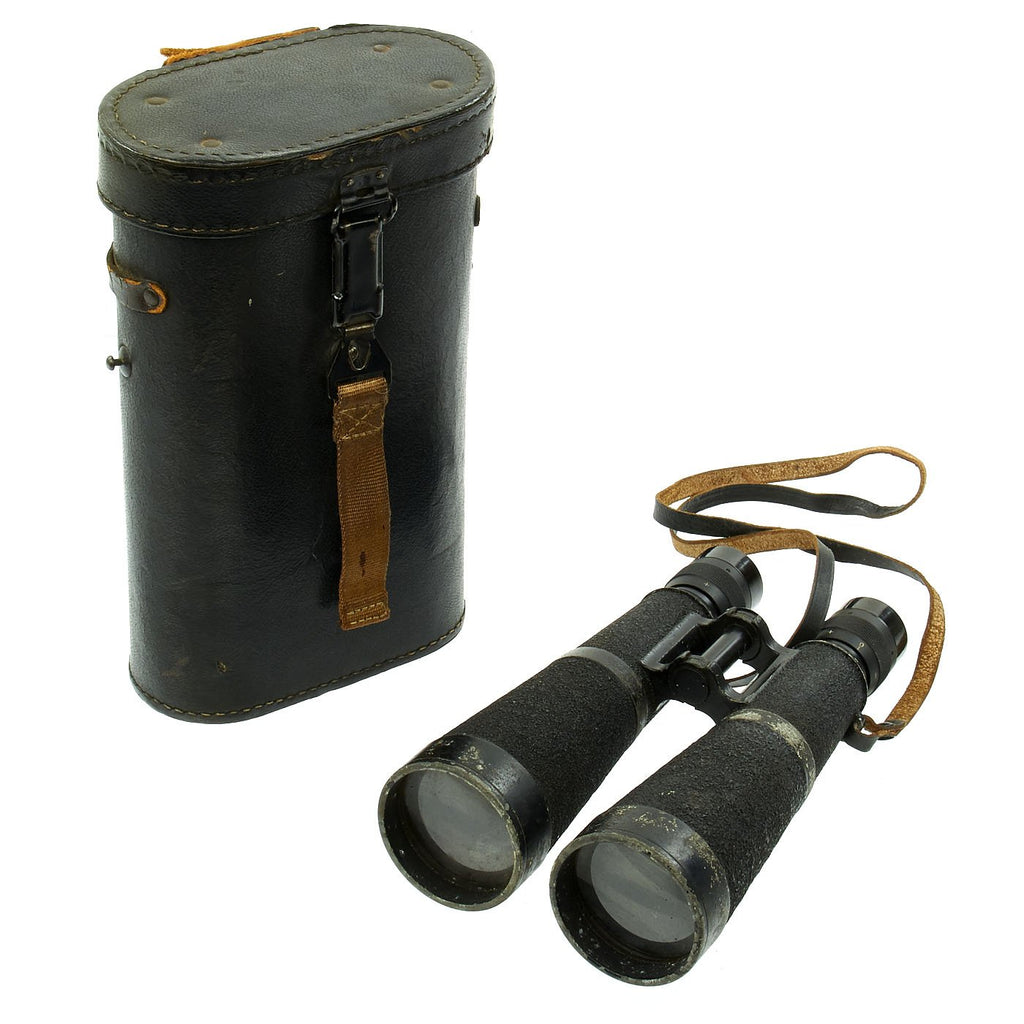 Original German Early WWII Hensoldt-Wetzlar 7x56 Nacht-Dialyt Binoculars and Case Original Items