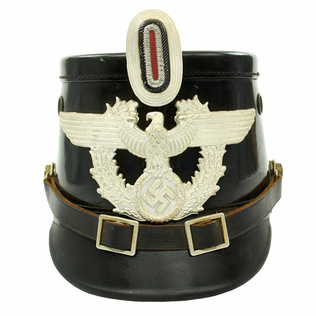 Original German WWII Named Metropolitan Police Shako in Black by BEROLINA Original Items