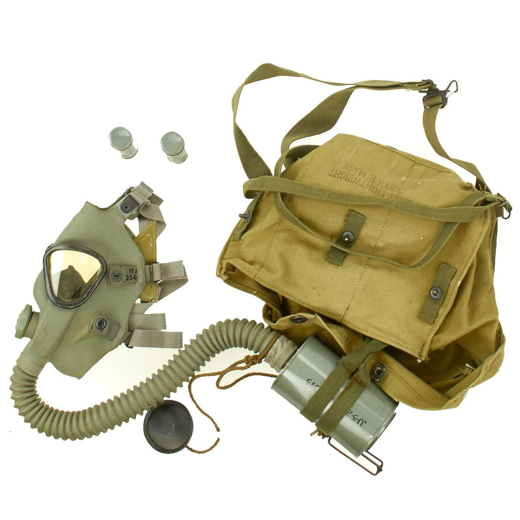 Original U.S. WWII 1941 dated M4 Lightweight Service Gas Mask Set by Goodyear - Unissued Original Items