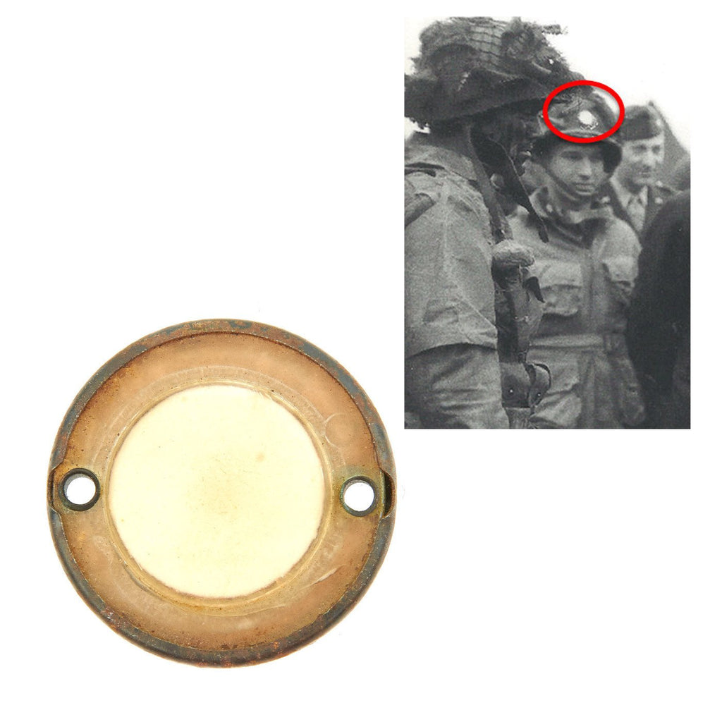 Original U.S. WWII Normandy D-Day Invasion Paratrooper Luminous Disc Helmet Marker Original Items