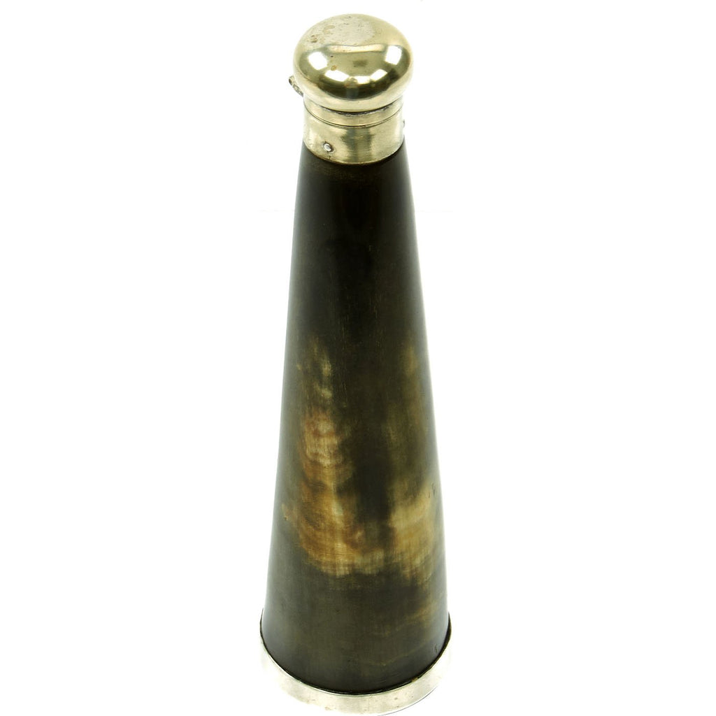 Original British Victorian Officer's Glass Bottom Horn Spirit Flask with Silver Plated Fittings Original Items