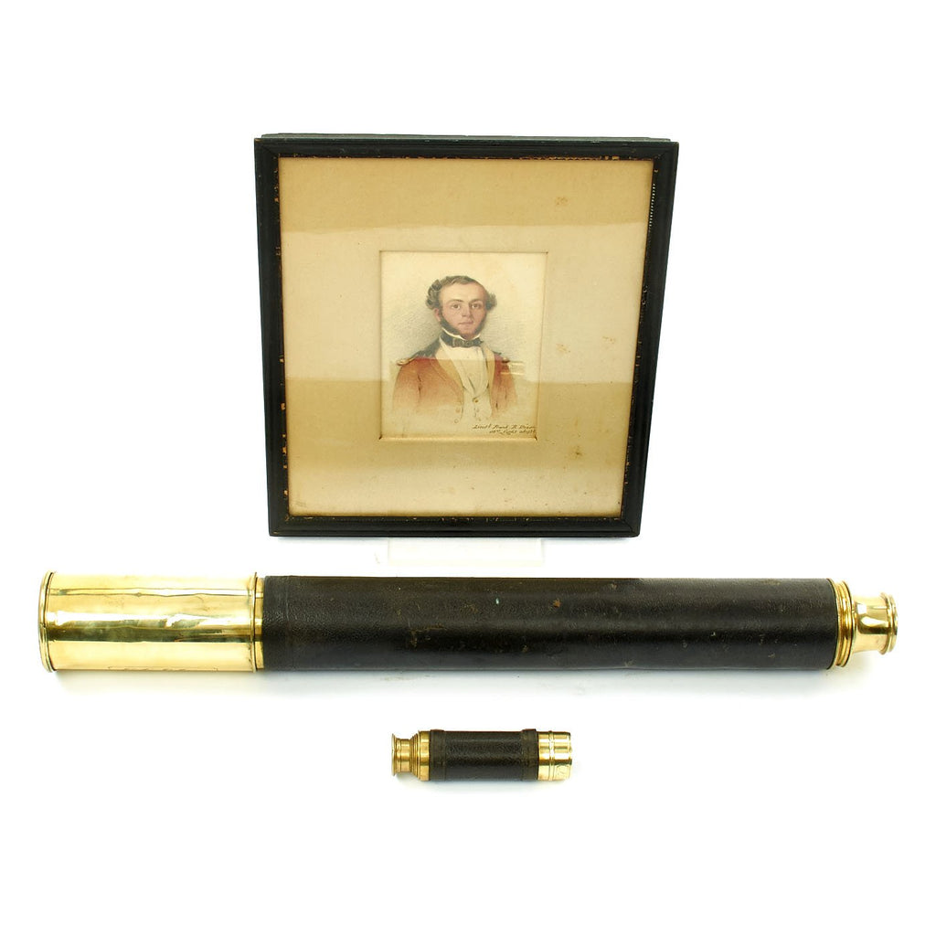 Original British Victorian Water Color Portrait and Two Telescopes of Lt. F.B. Dixon 52nd Regt. circa 1850 Original Items