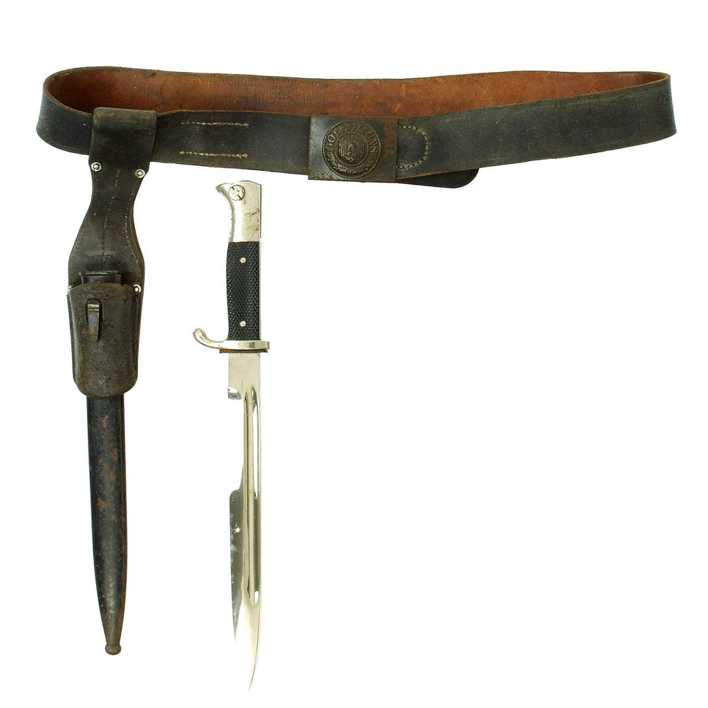 Original German WWII 98k Rifle Short Dress Bayonet by ALCOSO with Frog and Heer Army Belt Original Items