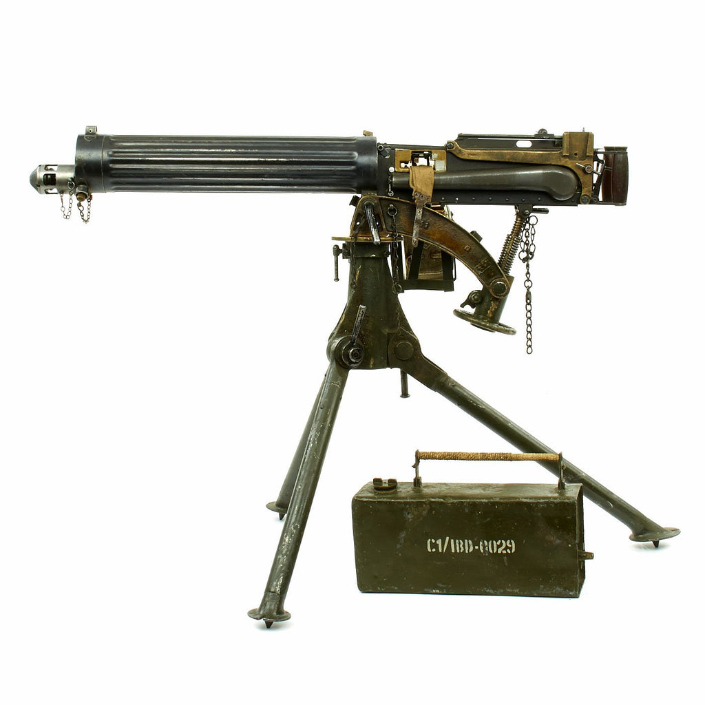 Original British WWI Fluted Jacket Vickers Display Machine Gun with Tripod and Accessories Original Items
