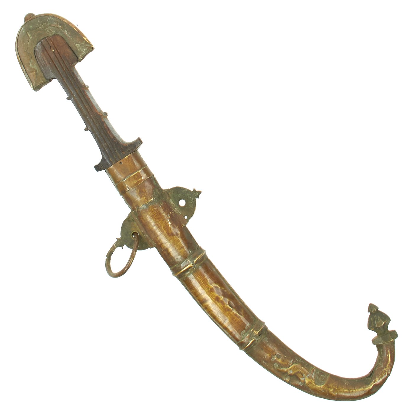 アンティーク 古銅鍍金 アラビアジャンビーヤ 模造刀 C 8749A