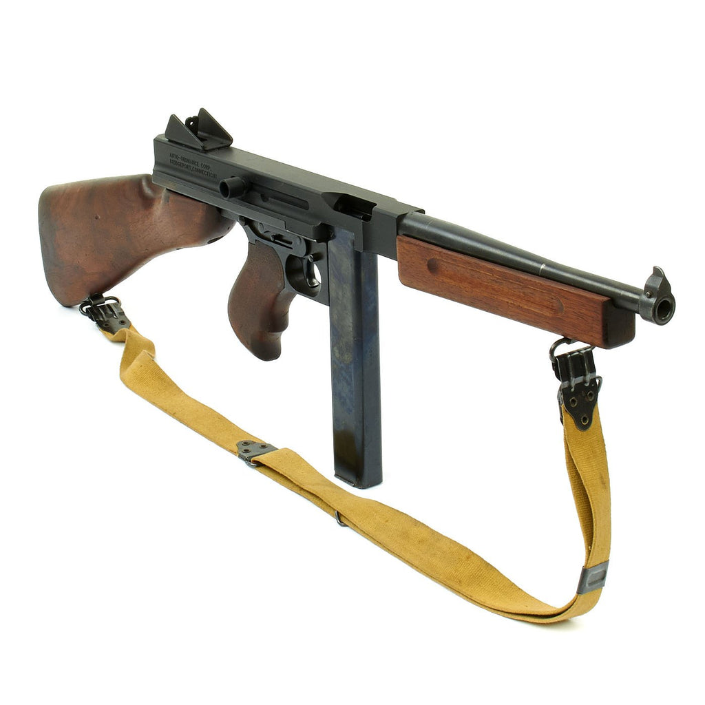 Original U.S. WWII Thompson M1A1 Display Submachine Gun with Sling - Serial 104447 Original Items