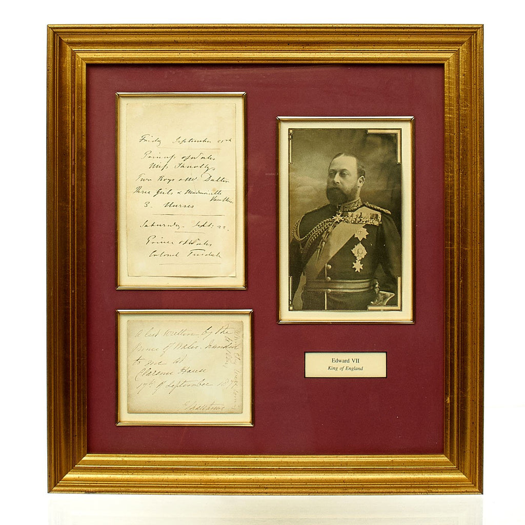Original British Framed Document Written in 1877 by the Prince of Wales - Later King Edward VII Original Items