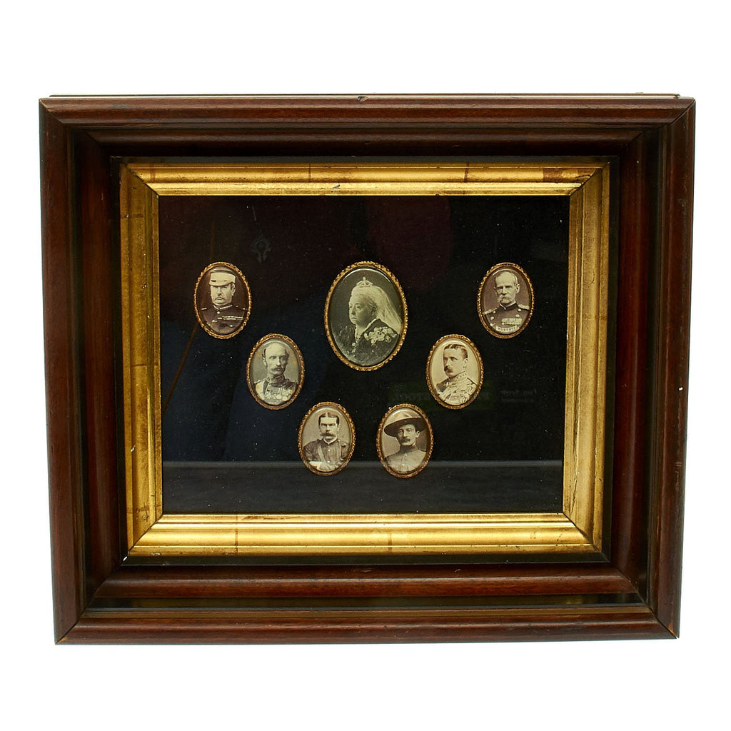 Original British Framed Photographic Cameos of Victorian Military Heroes and their Queen Original Items