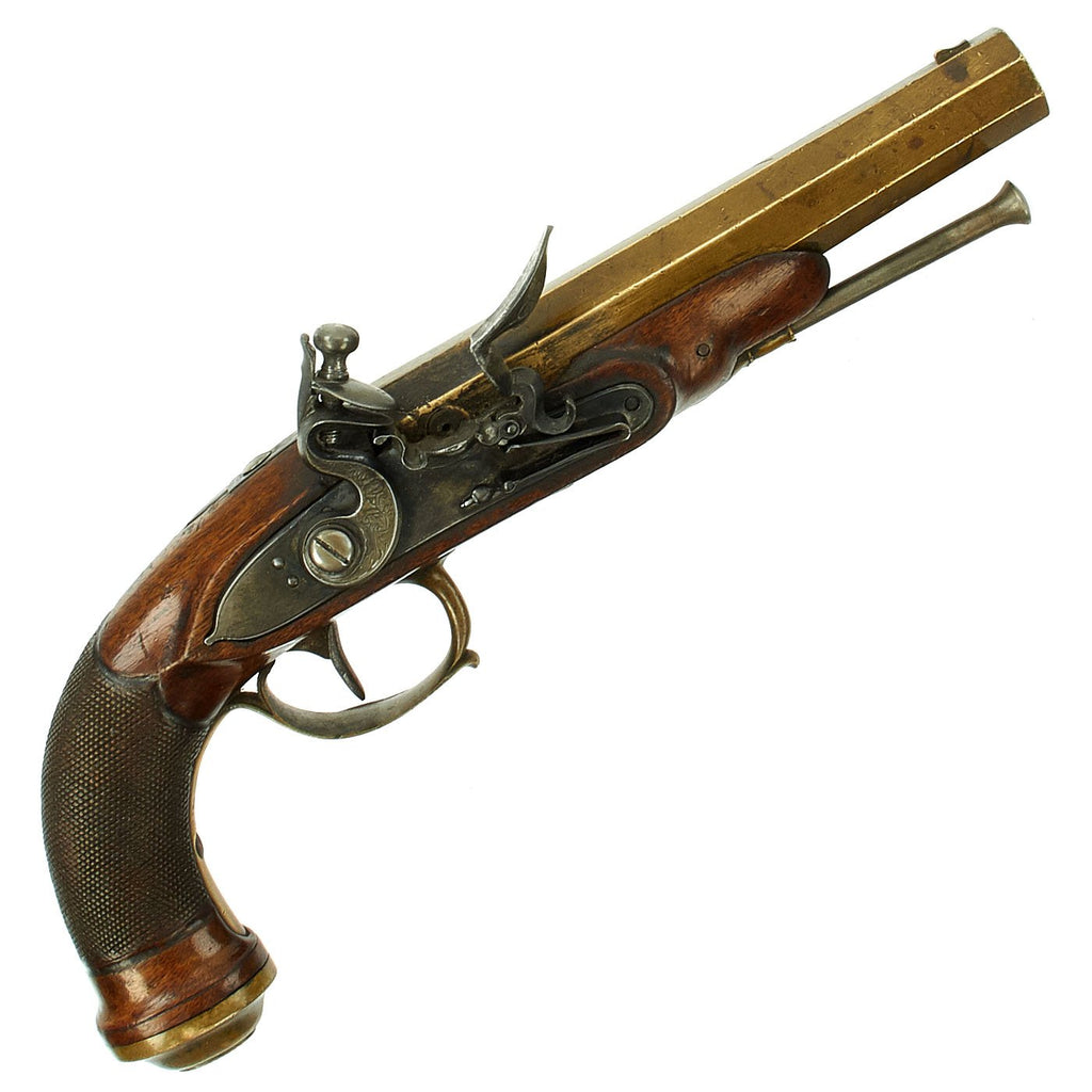 Original Napoleonic French Officer's Brass Barreled Flintlock Pistol circa 1798 - 1815 Original Items