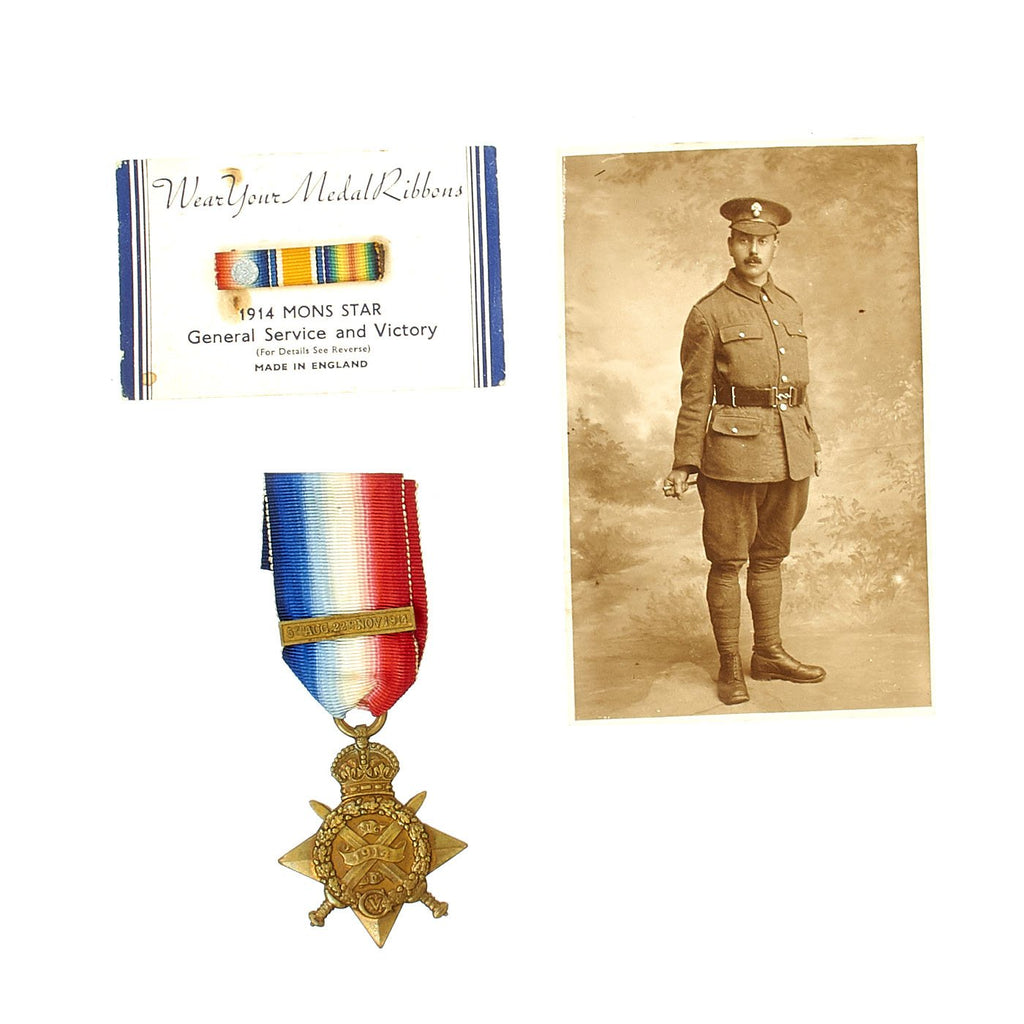 Original British WWI 1914 Mon Star Medal Named to Pte. E. Grant 2nd Grenadier Guards with Photo Original Items