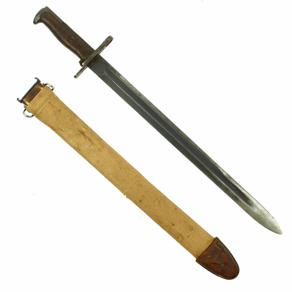 Original U.S. WWI M1905 Springfield 16 inch Rifle Bayonet with M1910 Scabbard - dated 1918 Original Items