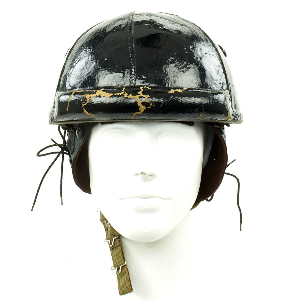 Original WWII Canadian Tanker Crash Helmet with Earphone "Scrum" - Size 7 1/4 Original Items