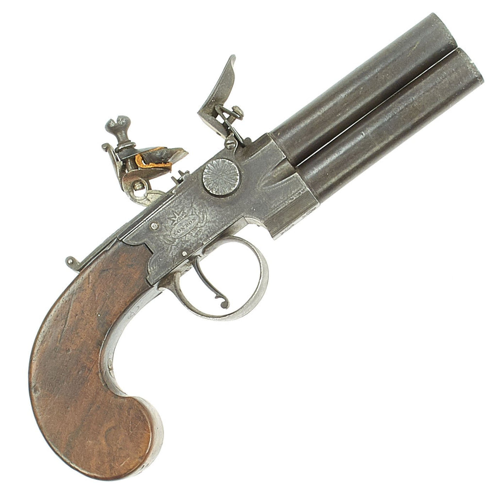 Original British Over & Under Flintlock Double Barrel Tap Action Pistol by Ryan & Watson c. 1770 - 1795 Original Items