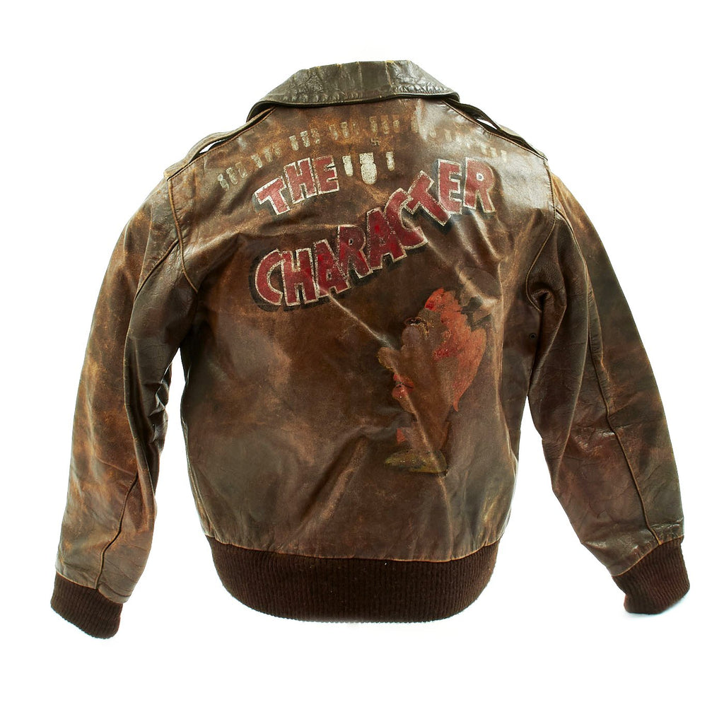 Original U.S. WWII B-17 The Character 339th Bomb Squadron Painted A-2 Flight Jacket Original Items