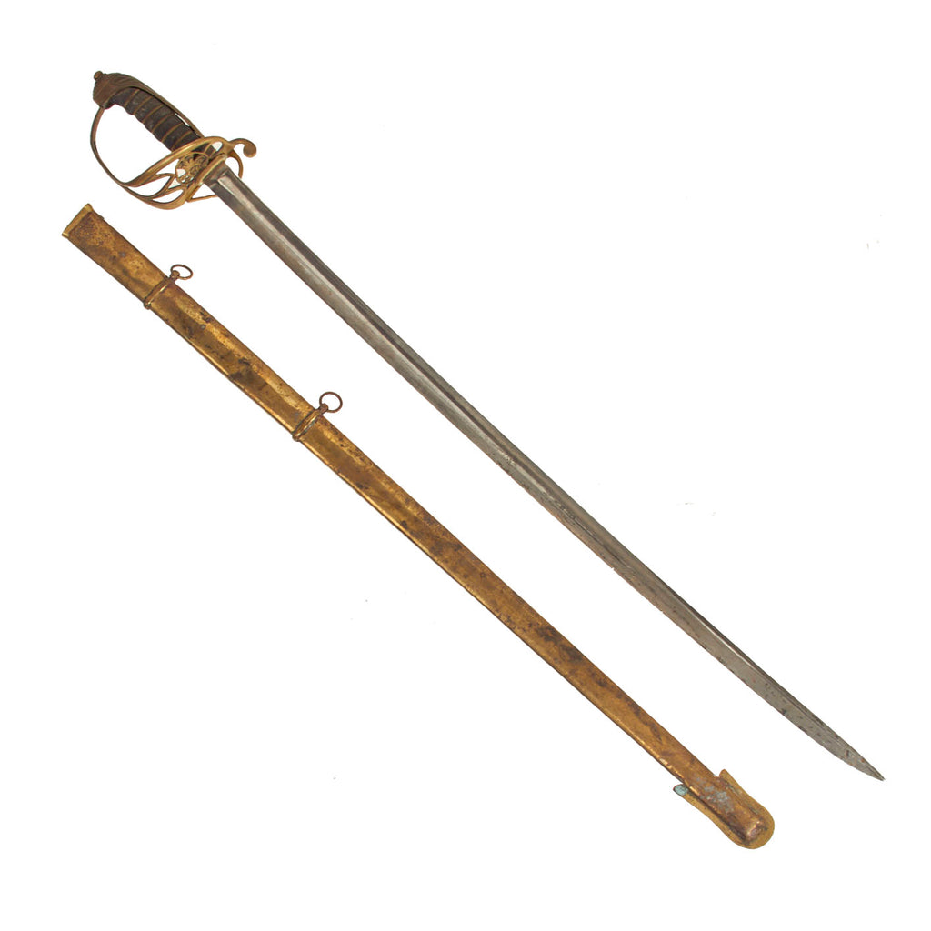 Original British Victorian P-1845 Officer's Sword with Brass Scabbard - VR Marked Original Items