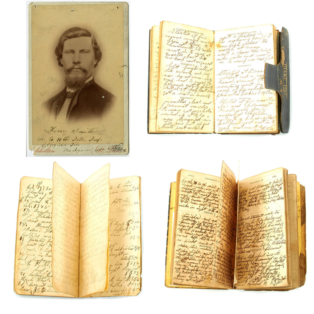 Original U.S. Civl War 10th Illinois Infantry Regiment Personal Pocket Diary Collection of Henry Smith Original Items