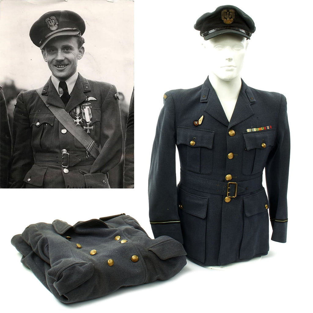 Original WWII Polish Air Forces RAF Flying Officer Uniform International Military Antiques Original WWII Polish Air Forces RAF Flying Officer Uniform International Military Antiques