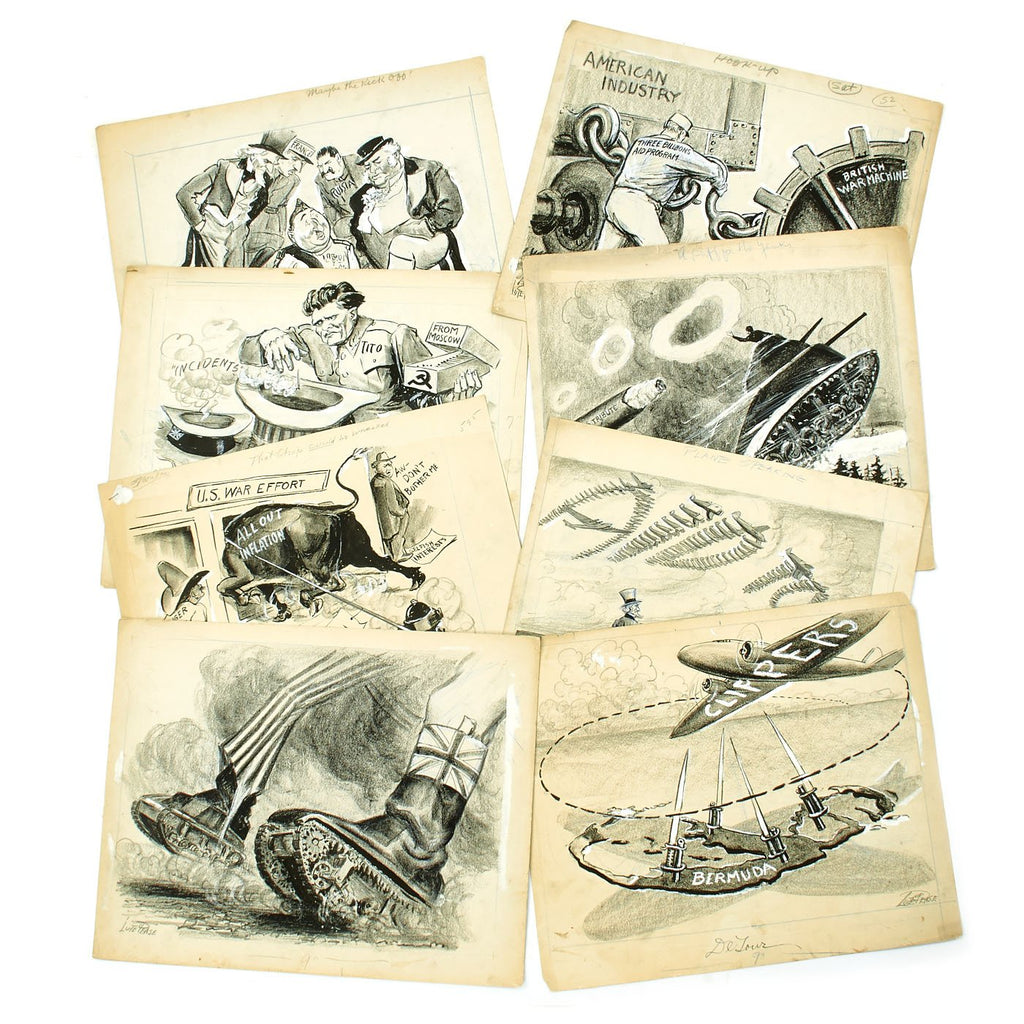 Original U.S. WWII - Cold War Archive of Pulitzer Prize Winning Political Cartoonist Lute Pease c. 1943 - 1949 Original Items