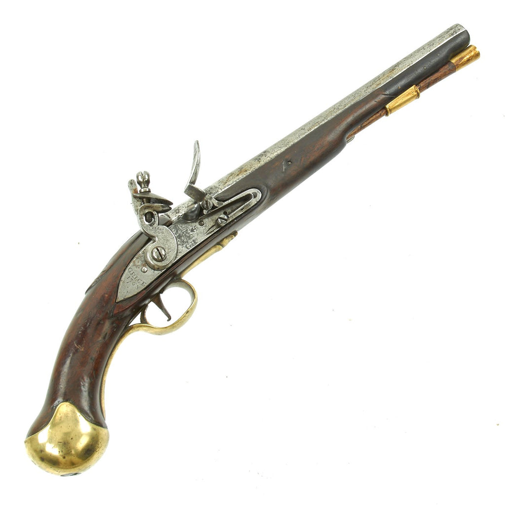 Original British Sea Service Flintlock Pistol by Grice with Single Screw Behind the Hammer - dated 1758 Original Items
