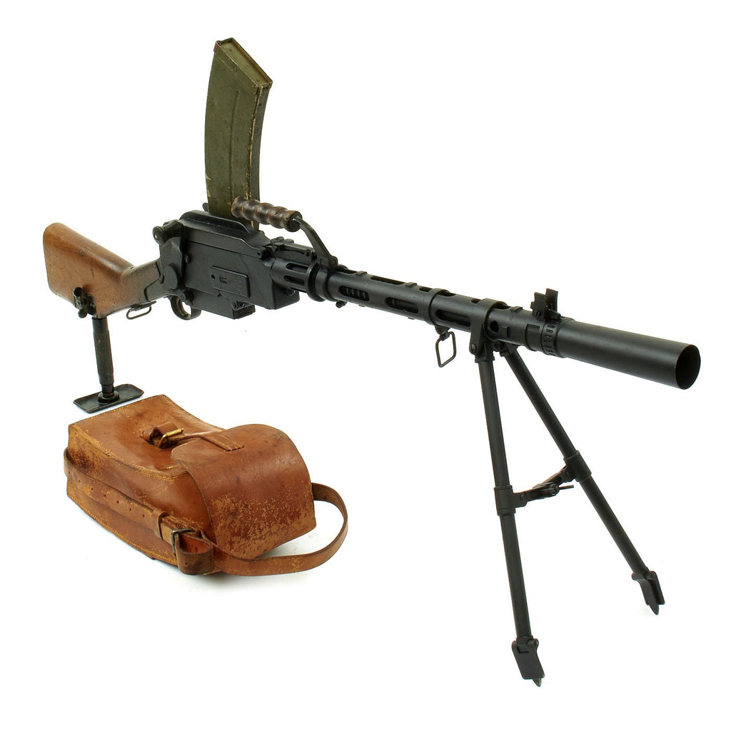 Original WWII Danish Madsen Display Light Machine Gun with Monopod and Magazine Pouch & Magazines Original Items