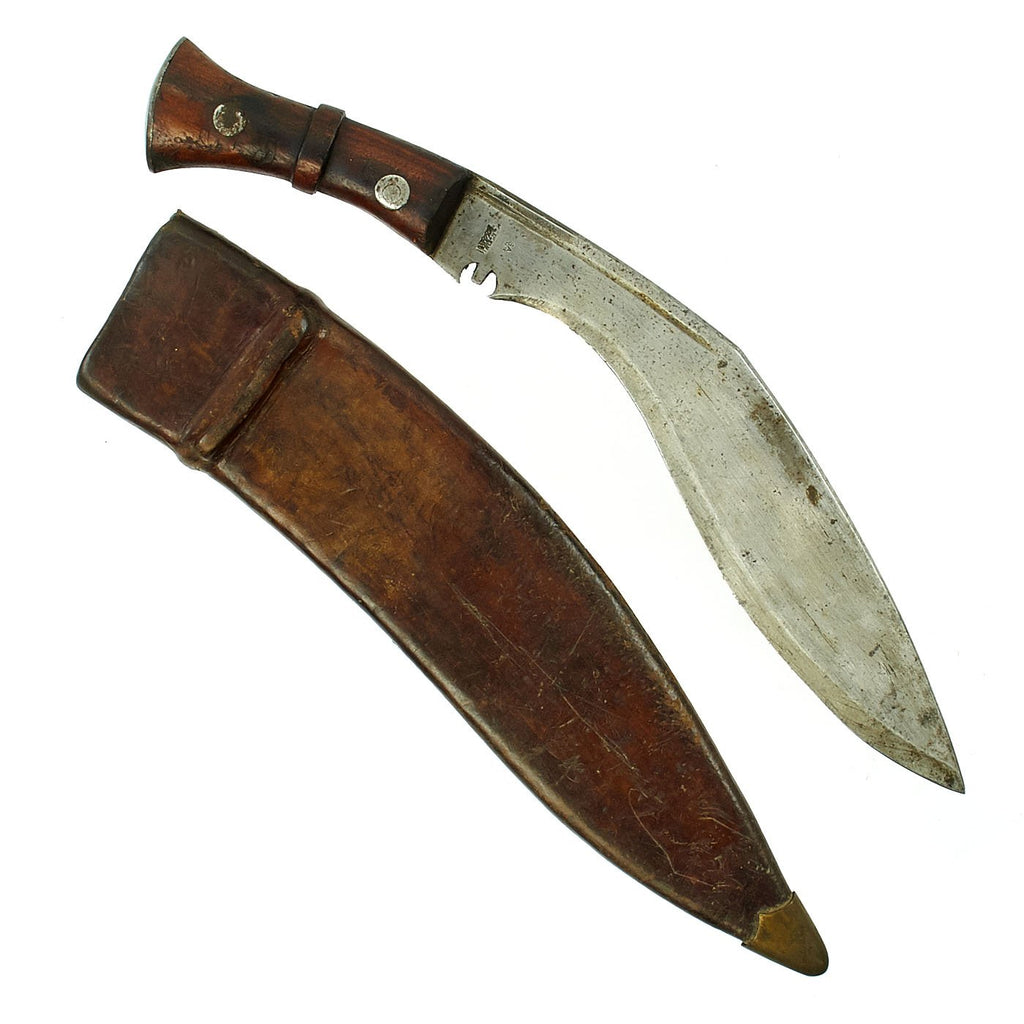 Original British WWII 1945 Dated MkIII Pattern Kukri with Maker Marks with Hard Leather Scabbard Original Items