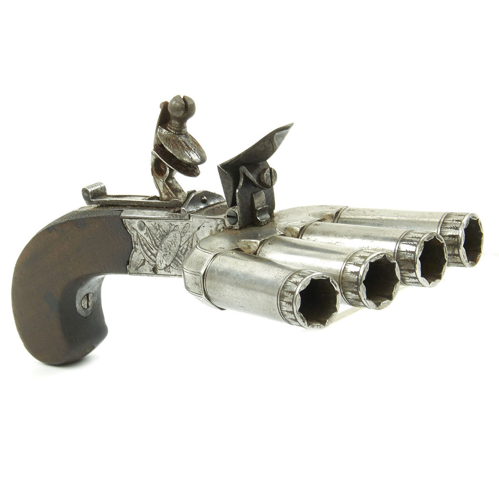 Original British Napoleonic Cased Henry Nock Duck's Foot Flintlock Pistol Named to Captain Codrington of HMS Orion  - Battle of Trafalgar Original Items