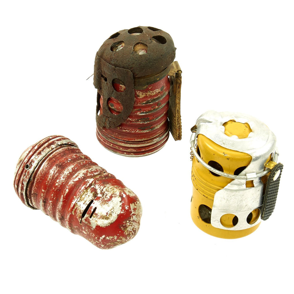 Original Italian Set of 3 WWII - Post War M35 Grenades by BREDA and SRCM - Bomba a Mano Mod. 35 Original Items