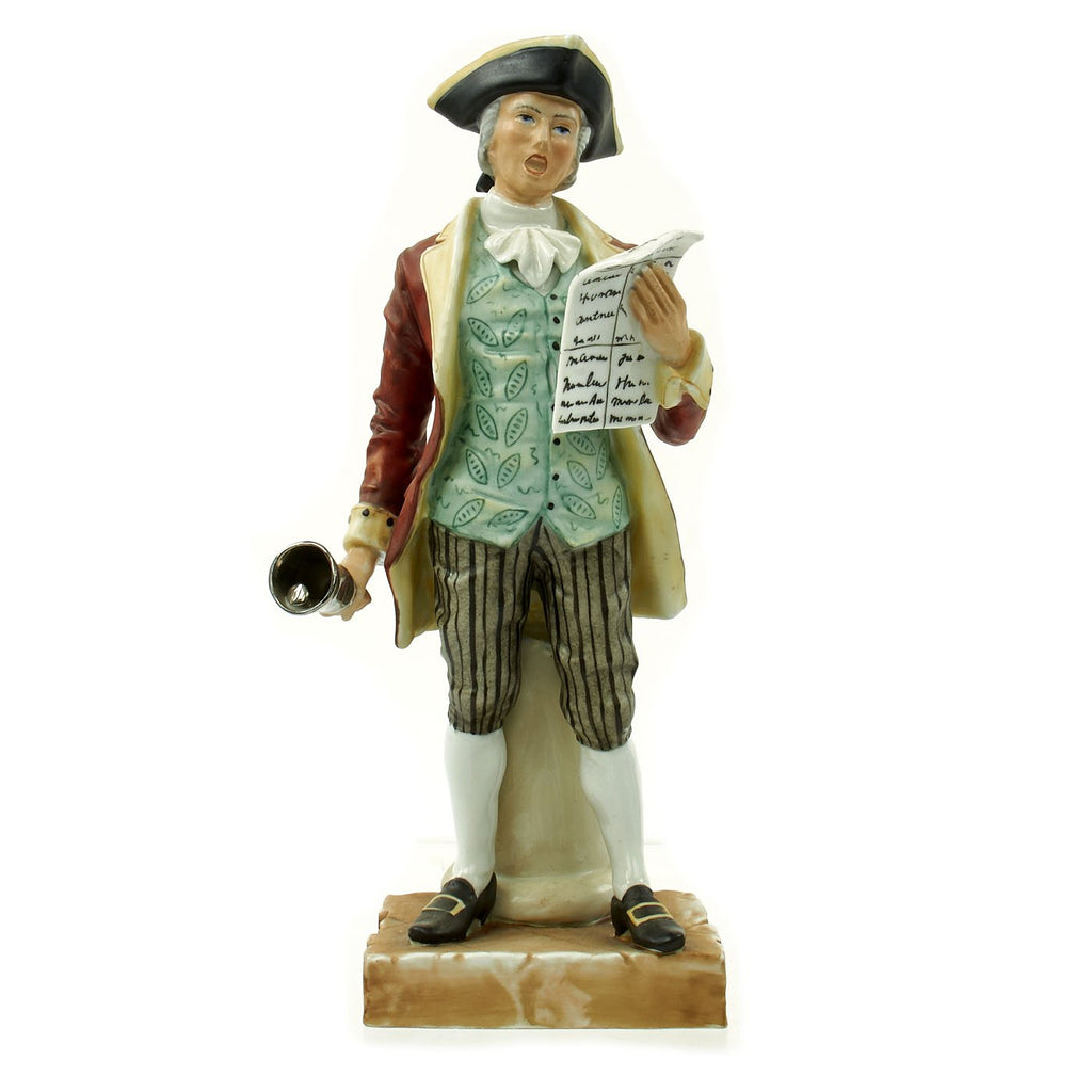 Original U.S. Collector’s Revolutionary War Town Crier Porcelain Figurine - 12 1/2" Tall Original Items