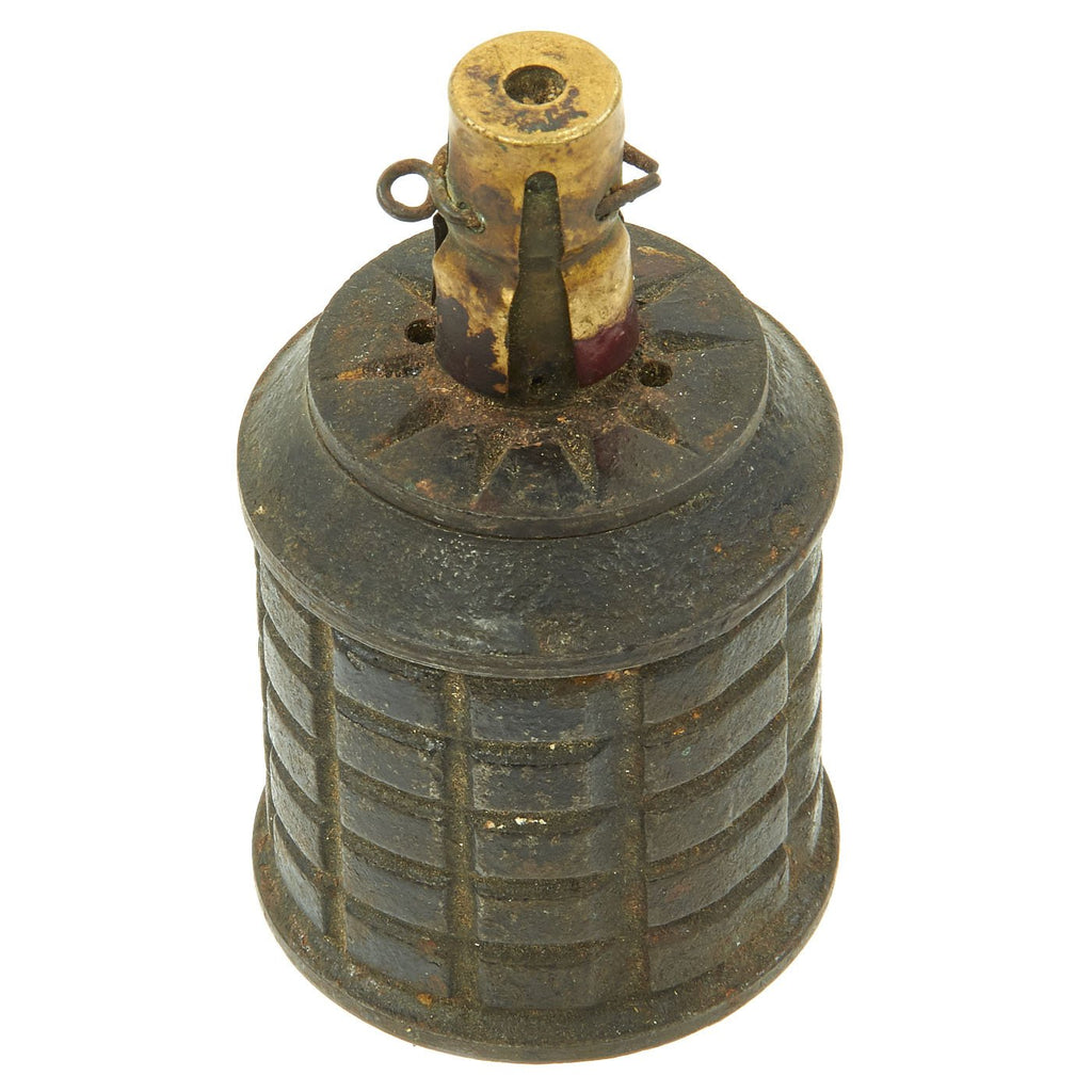 Original Japanese WWII Type 97 Inert Fragmentation Hand Grenade with Fuse and Detonator Original Items