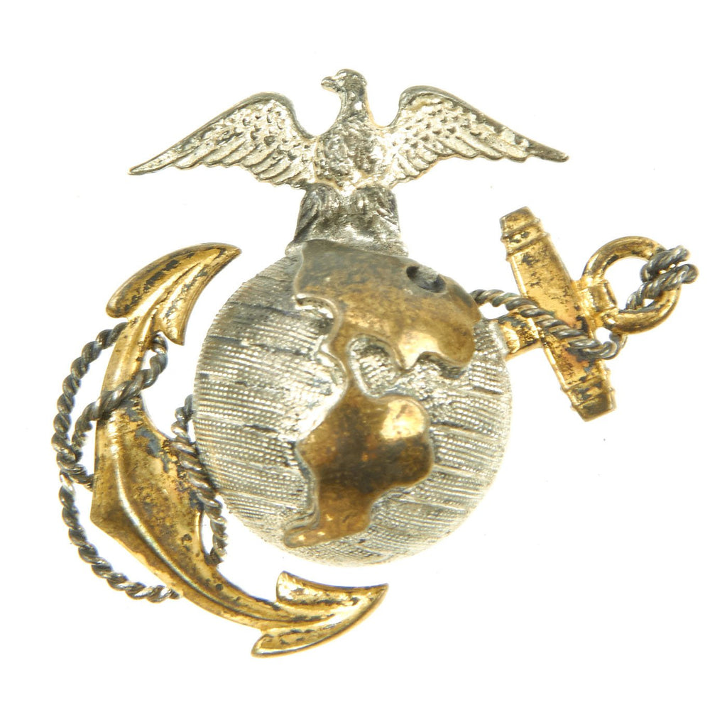 Original U.S. WWII USMC Officer Model 1937 EGA Visor Hat Emblem by MEYER Original Items