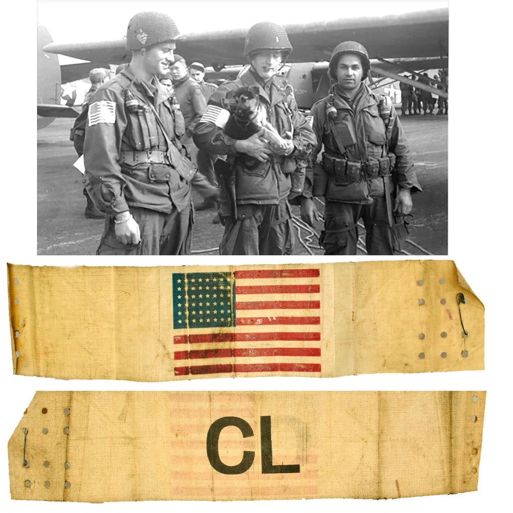 Original U.S. WWII Rare Chalk Leader Paratrooper D-Day Invasion American Flag Oilcloth Armband Original Items