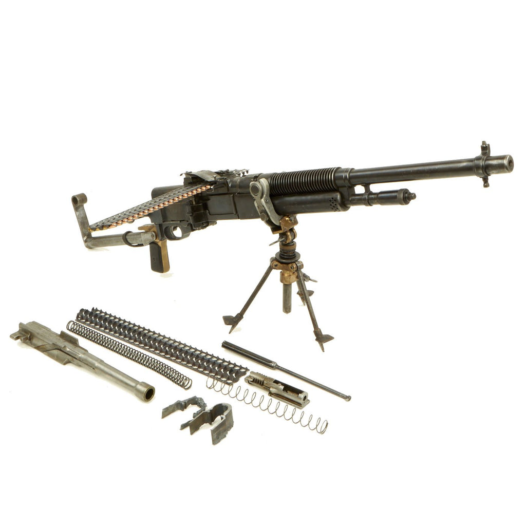Original British WWI Hotchkiss .303 Portative Display LMG with Feed Strips, Tripod, Shoulder Stock & Internals Original Items